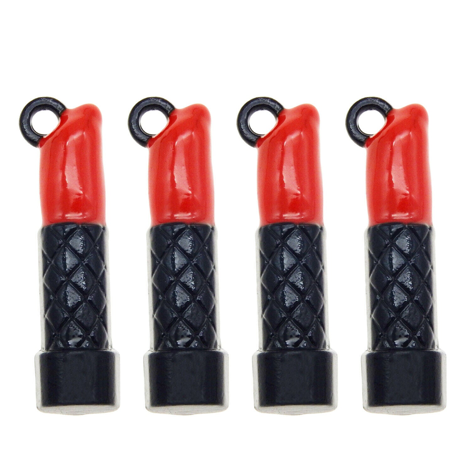 8pcs Black Red Enamel Lipstick Charm Pendant Alloy Makeup Earring Dangle 26x10mm