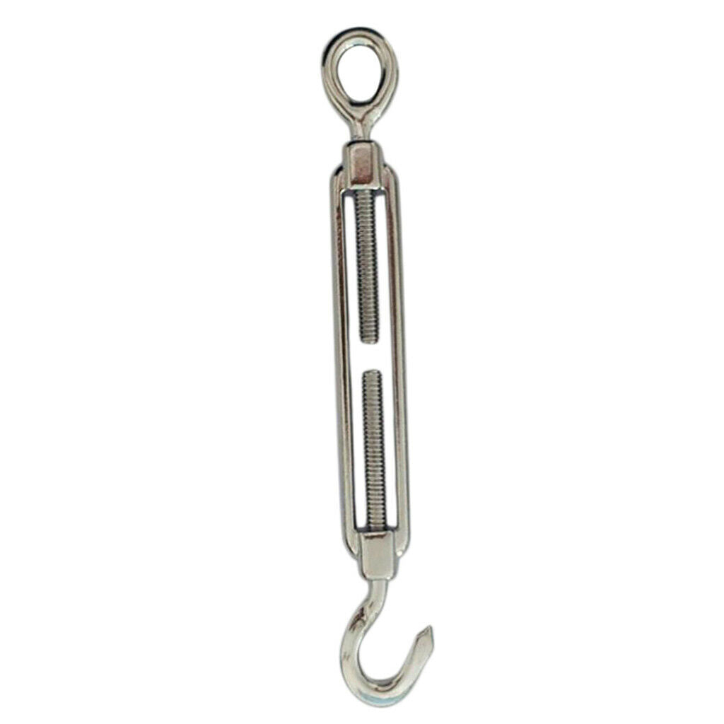 Stainless Steel Turnbuckle Wire Rope Tensioner Hook Eye Rigging Screw 4mm
