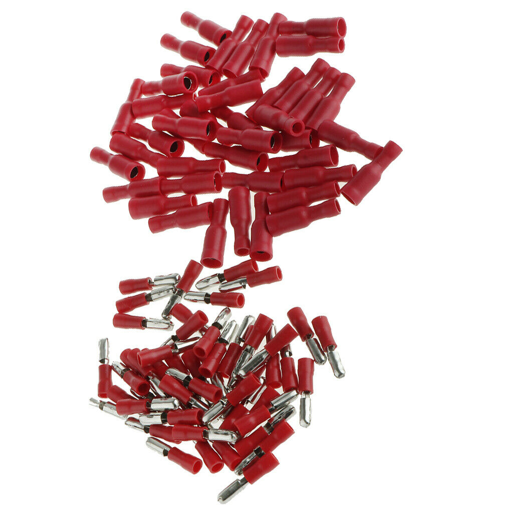 100x Electrical Connector Assorted Insulated Crimp Terminals Red 22-18AWG