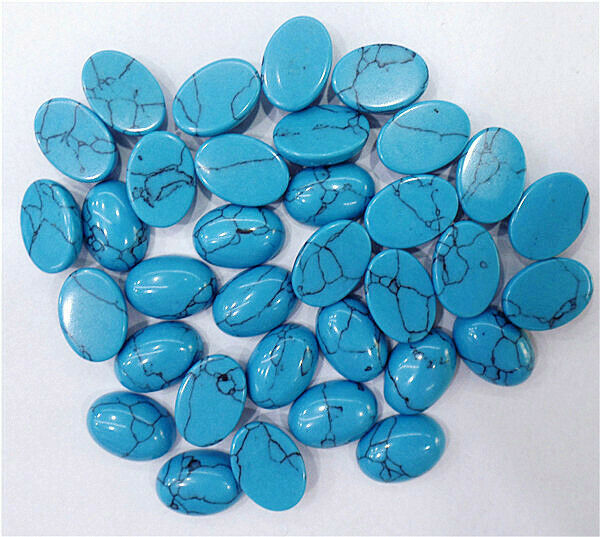 100Pcs 14x10x5mm Wholesale Blue Turquoise Oval Cab Cabochon Accessories HH7123