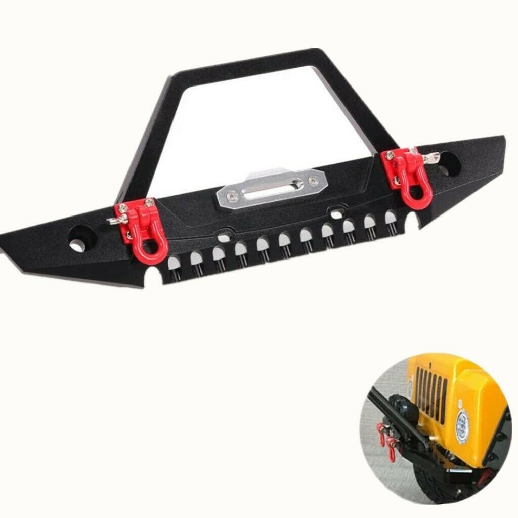 Metal Front Bumper w/ 2 LED Headlights for Axial SCX10 1/10 RC Rock Crawler