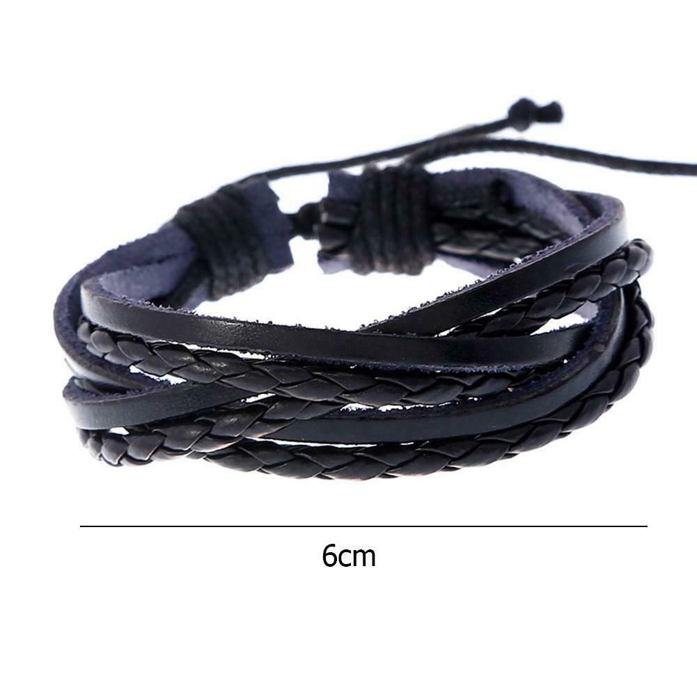 Retro Weave Cowhide Leather Rope Bracelet Ethnic Charm Bangle Men Jewelry @