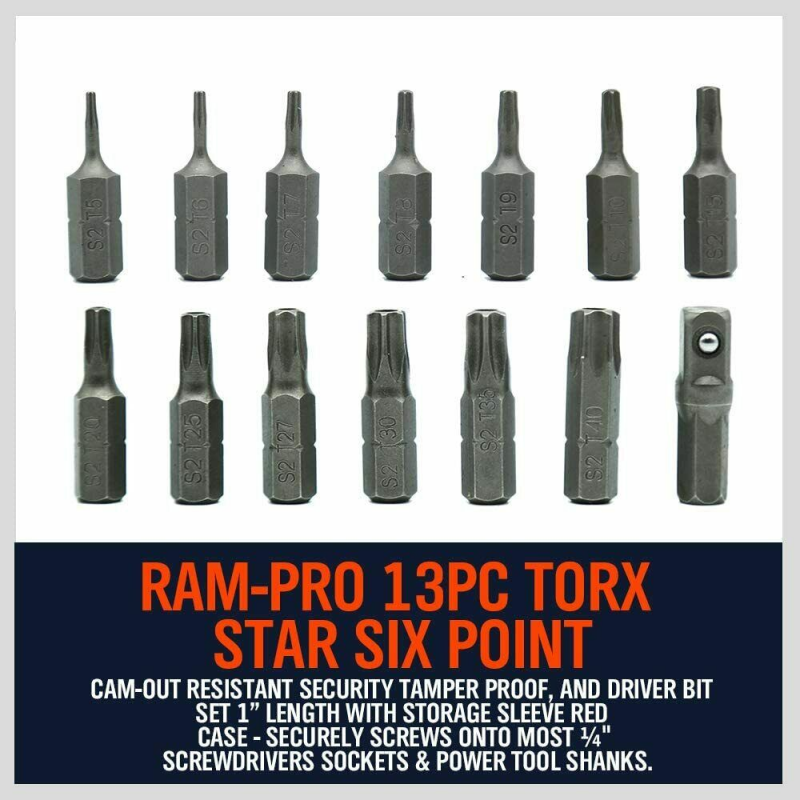 14Pcs S2 Steel Tamper-Proof Star Drill Bit Safety Plum-Shaped Drill Bit Set