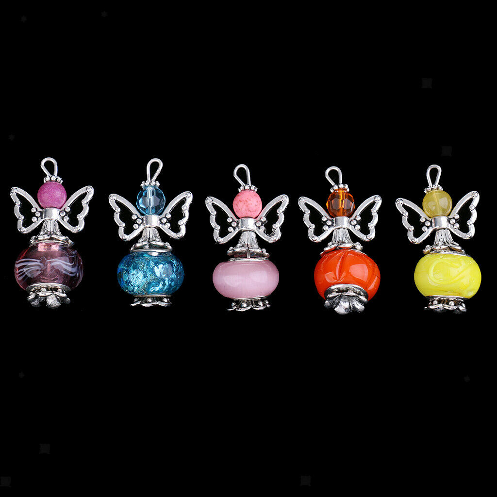 5x Alloy Acrylic Butterfly Wings Angel Charms Pendants For Necklace Making