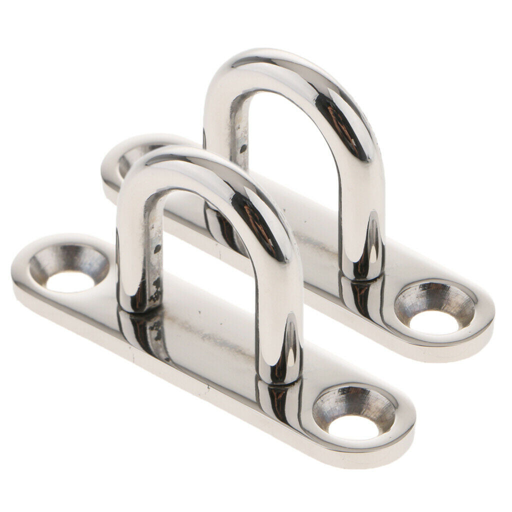 2Pieces 5mm 304 Stainless Steel Oblong Pad Eye Plate Staple Ring Hook U-Shap