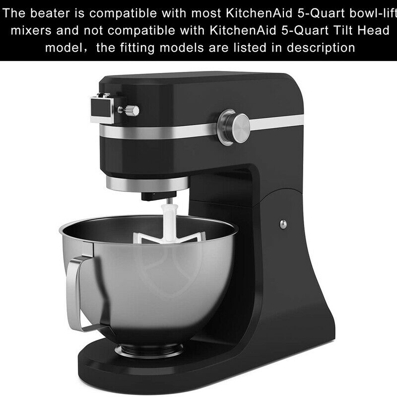 5QT Flat Beater for KitchenAid Stand Mixer Bowl Scraper,Paddle Replacement AB2H6