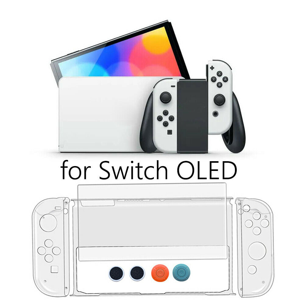 8 in 1 Crystal Cover Set for OLED Controller Tempered Film Thumb Grip Caps