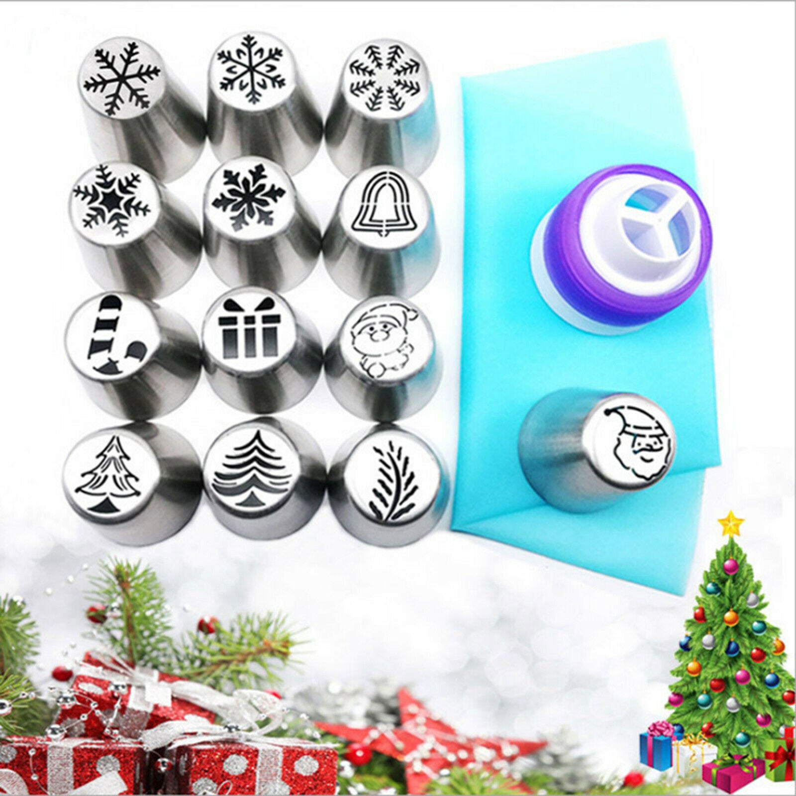15pcs Icing Piping Nozzle Christmas Series Kitchen Cake Decorating Baking