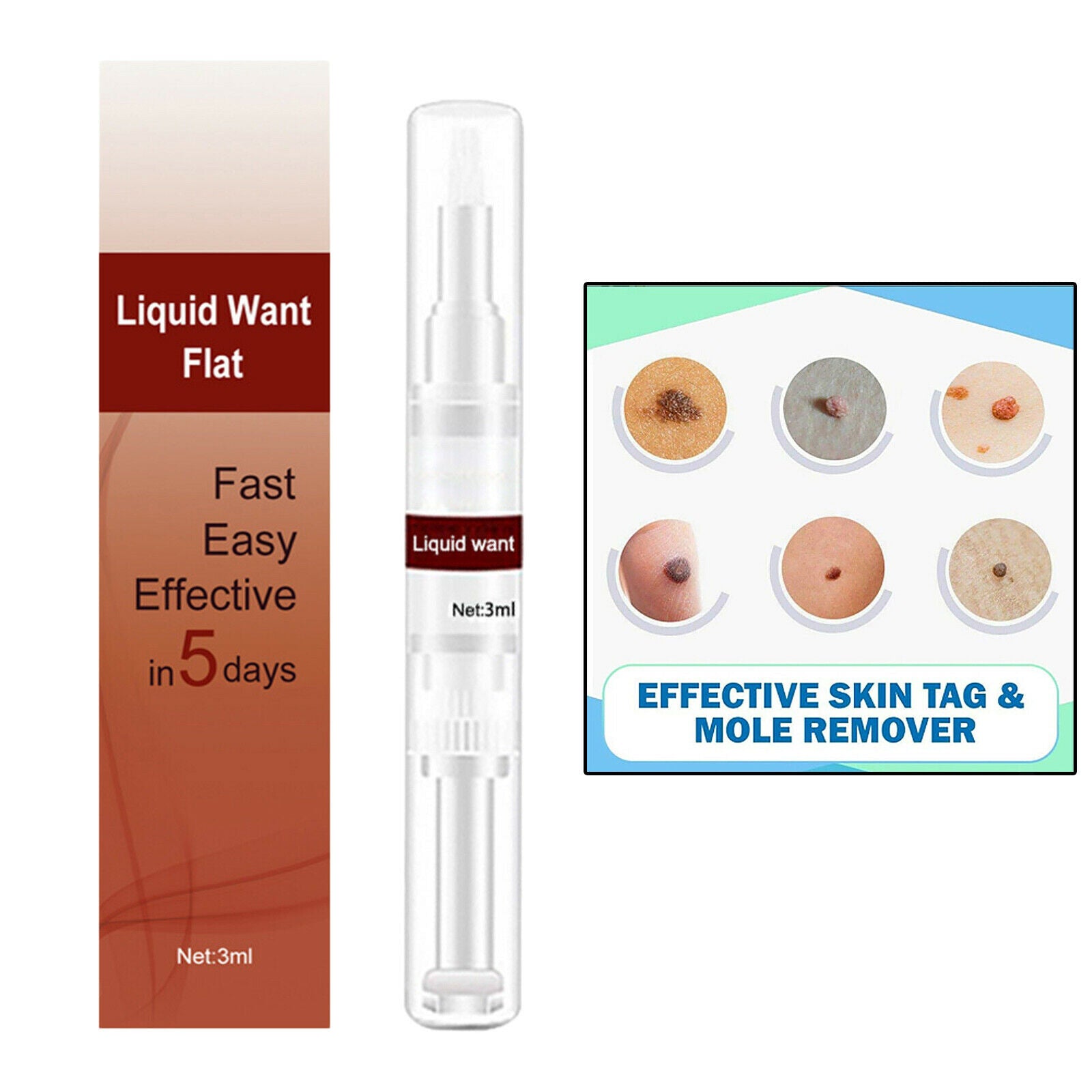 Tags Moles Remover Wart Remover Organic Liquid for Face Body Wipe Off Tags
