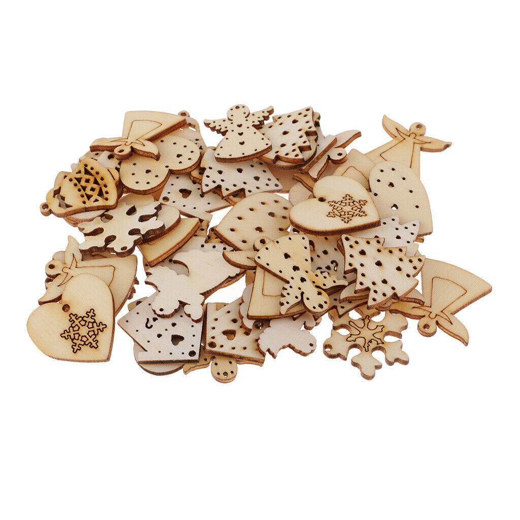 100Pieces Wood Shapes Silces Crafts for Gift Tags Scrapbooking Party DEcors