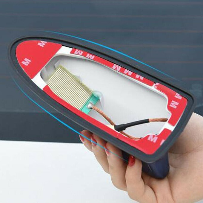 Universal Car Shark Fin Roof Antenna FM/AM Radio Signal Waterproof Aerial-Gray