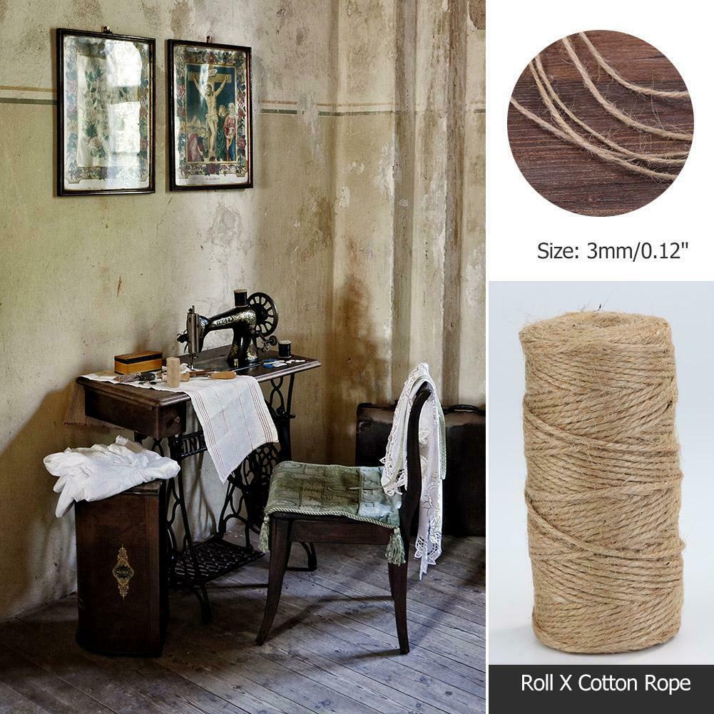 100m/roll Natural Hemp Rope Jute Twine Burlap String Wrapping Cords Thread @