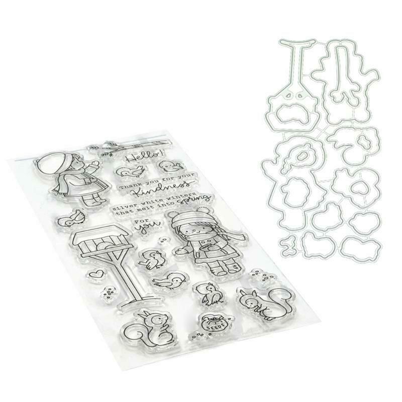 Winter Girl Cutting Dies Clear Stamp DIY Scrapbooking for Paper Card Embossing