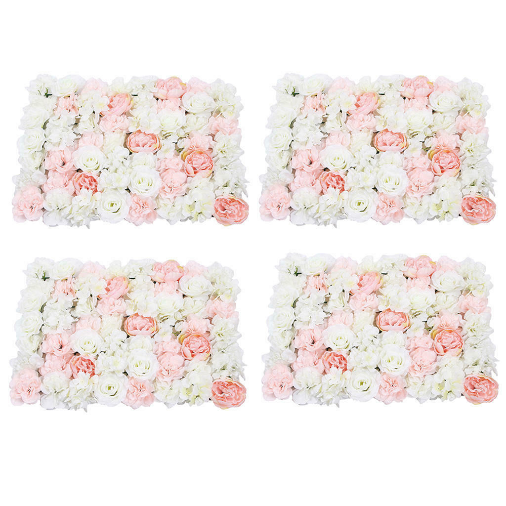 Pieces of 4 Artificial Rose Floral Wall Wedding Photography Backdrop Art Fabric