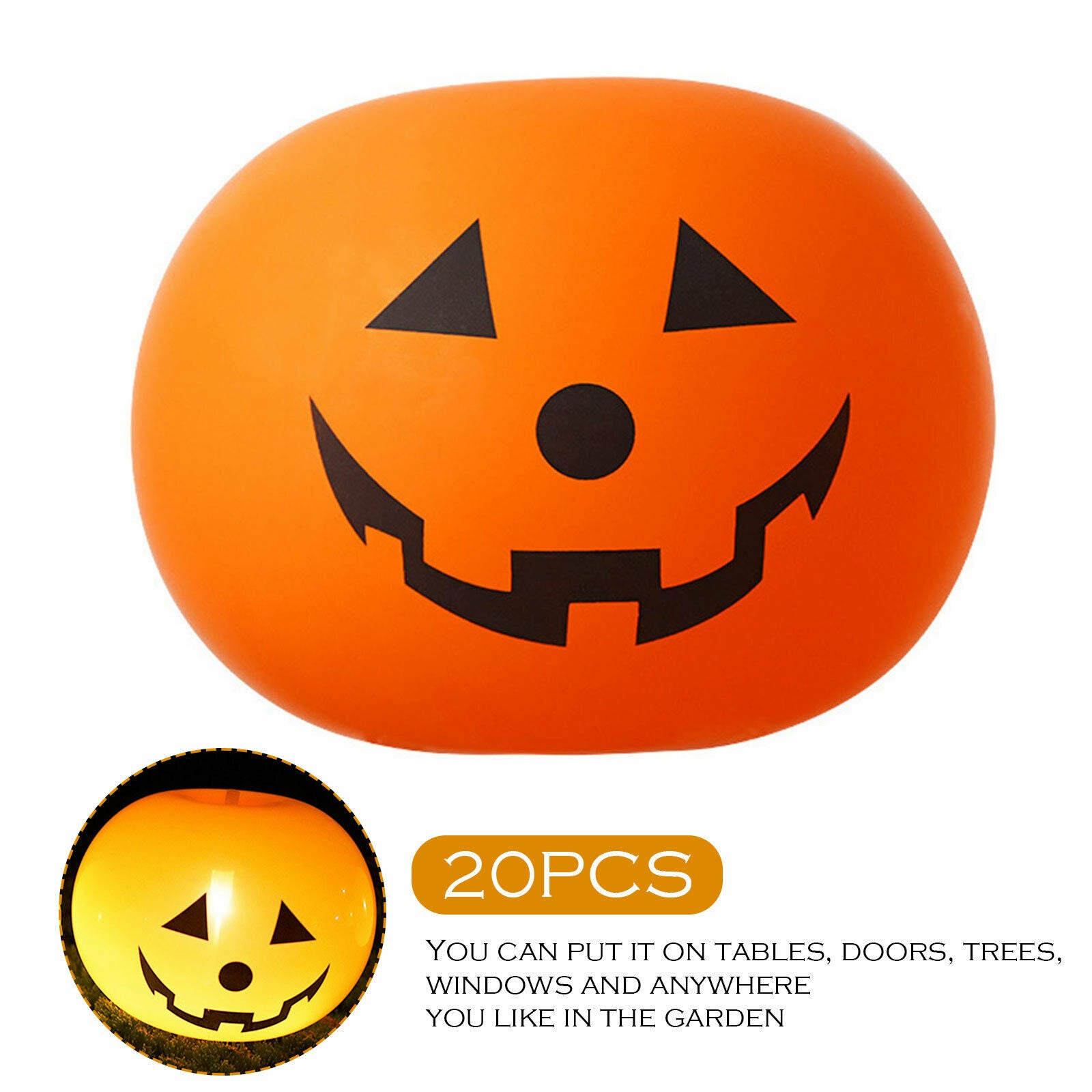 LED Light Up Balloons 20 Pack Halloween Party Balloons Pumpkin Festival Decor