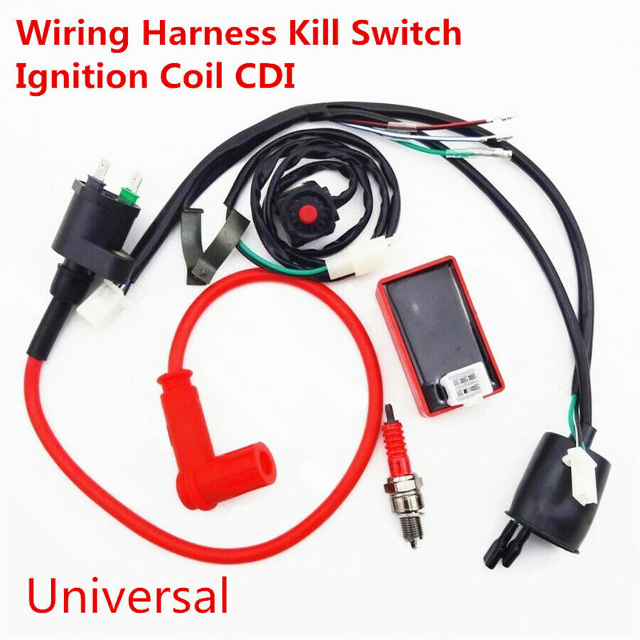 Dirt Pit Bike Wiring Loom Harness Kill Switch Ignition Coil CDI 50 110 140 150cc