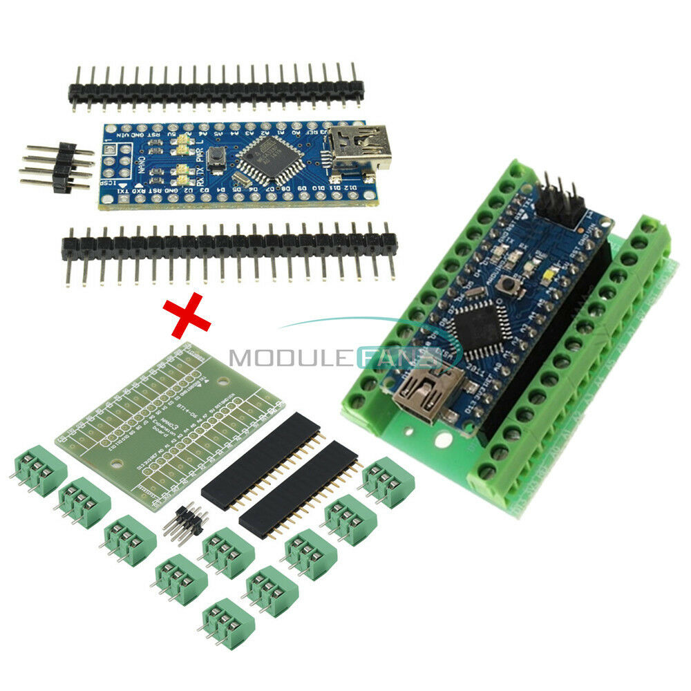 Nano V3.0 ATmega328 CH340G +Expansion Board Terminal Adapter For Arduino