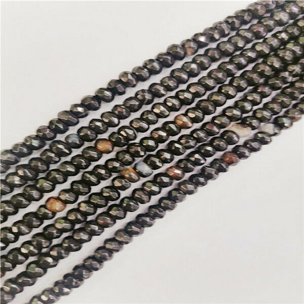 1 Strand 6x4mm Black Agate Faceted Rondelle Spacer Loose Beads 15.5inch HH9305