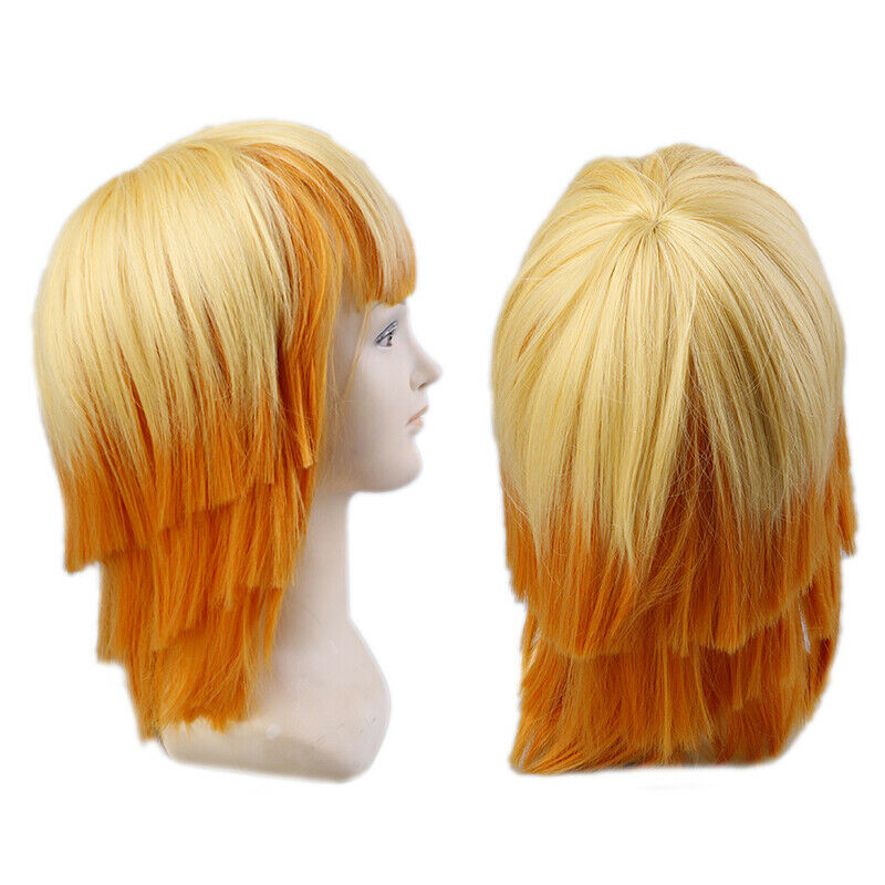 Anime Cartoon Characters Agatsuma Zenitsu Yellow Orange Long Curly Wig CospY1