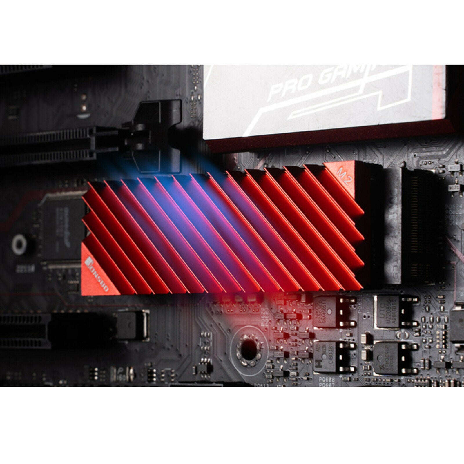 M.2 2280 SSD Solid State Aluminum Heat Sink Thermal Pad for Desktop PC Red