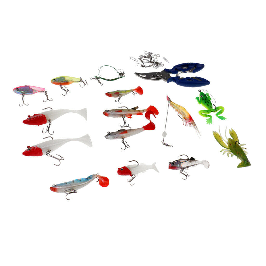 34pcs Fishing Lure Bait & Tools Set for Saltwater/Freshwater Fishing White