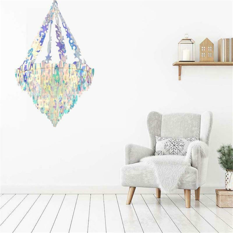 Iridescent Party Hanging Chandelier Shaped Ceiling Ornaments for Bridal Shower