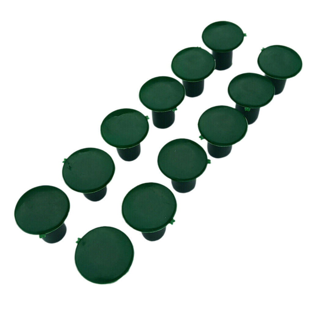 12x Green Plastic Cane End Caps Garden Cane Caps Bamboo Protectors 3cm