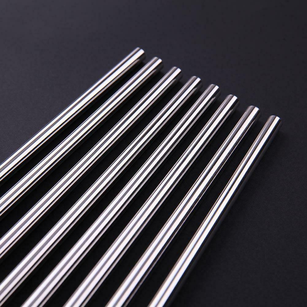 8Pcs Stainless Steel Metal Drinking Straw Straws with 3 Cleaner Brush Kit @