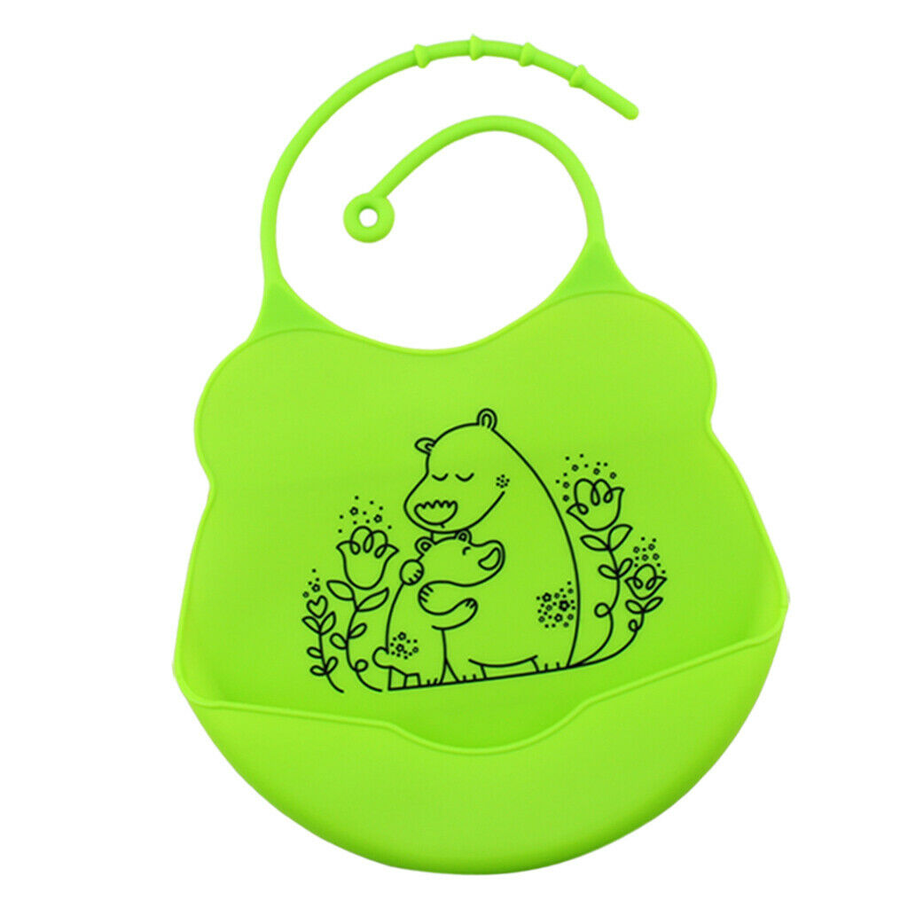 2 Pieces Soft Silicone Baby Eat Bibs Dining Aprons Easy Clean With Pocket