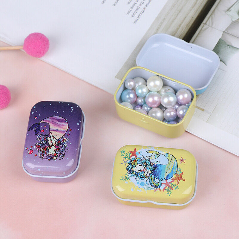 Mermaid mini tin box Sealed jar packing boxes jewelry candy box small stor.l8