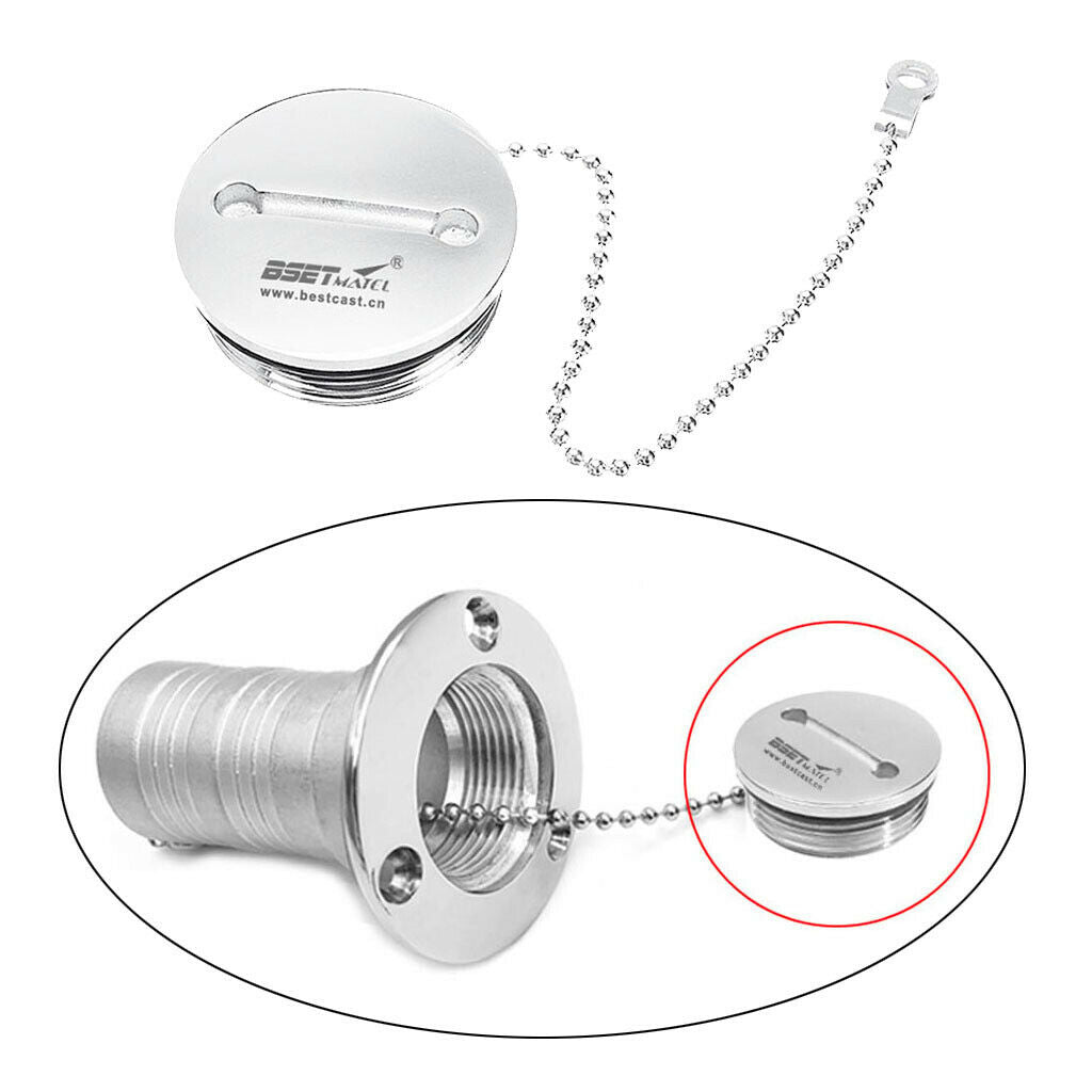 2Pcs Replacement Marine 2" Boat Deck Fill Cap with Chain Fuel Water Gas