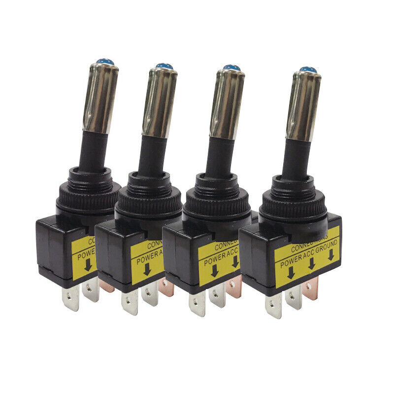 4 Pieces 12V 20A Auto LED Rocker Switch 3Pin SPST Switch For RV