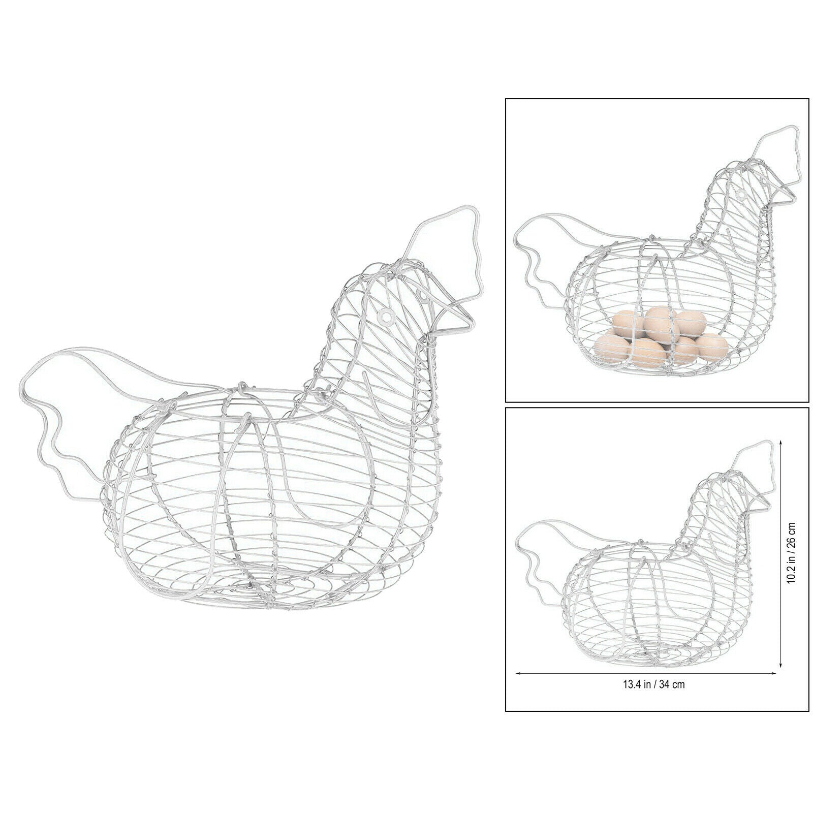 Creative Iron Art Eggs Storage Basket White Chicken Egg Holder Kitchen Decor