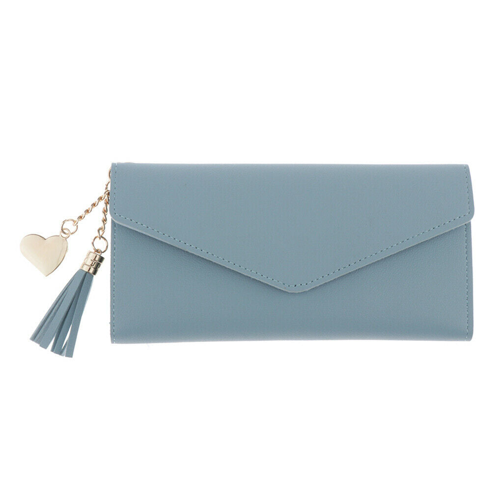 Women's Pu Leather Card Holder Purse Elegant Clutch Wallet Blue