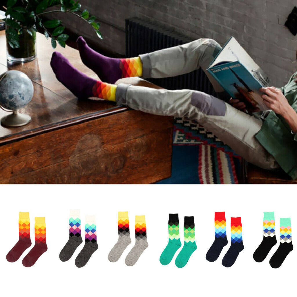 British Style 1 pair Multi-Color Men Socks with Full Cotton