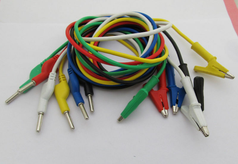 1set Banana plug to Alligator silicone cable 6 colors 1M