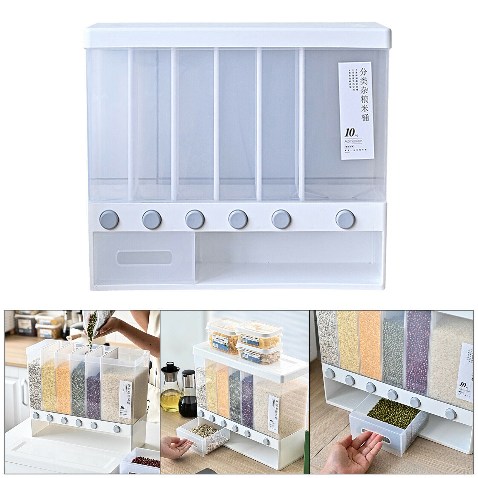 2pcs 32.4x38x14.4cm Wall Mounted Dry Food Dispenser Rice Dispenser Home Kitchen