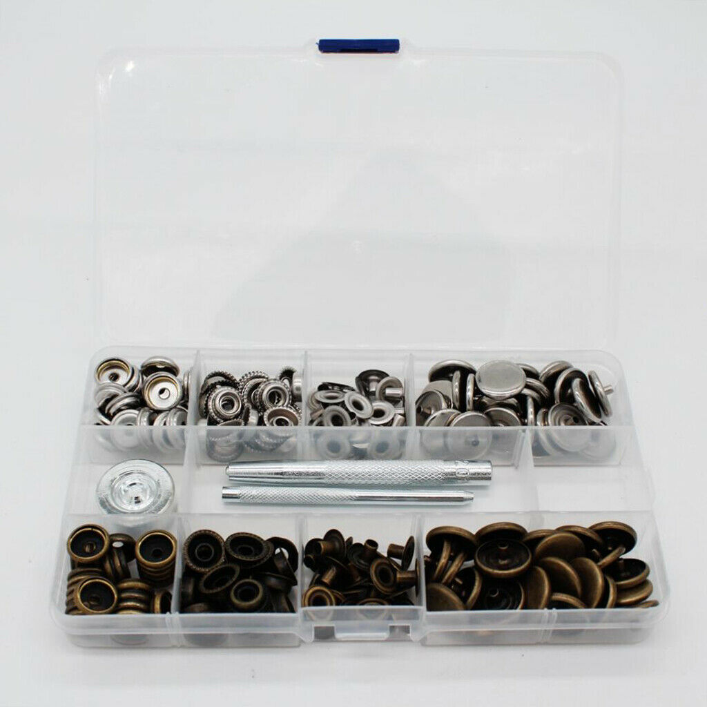 50 Sets Leather Snap Buttons Press Studs 17mm for Clothes Jeans 2 Color