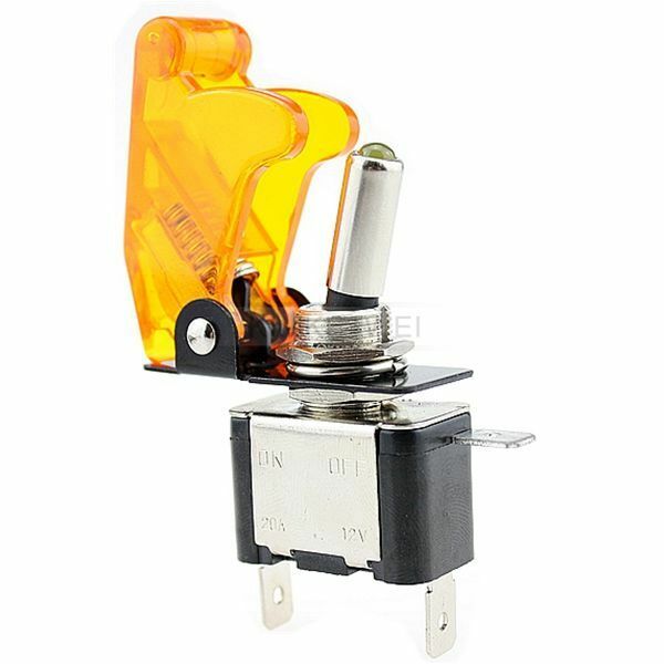 5x Yellow LED Illuminated Toggle Rocker Switch With Cover For Car Boat 12V 20A
