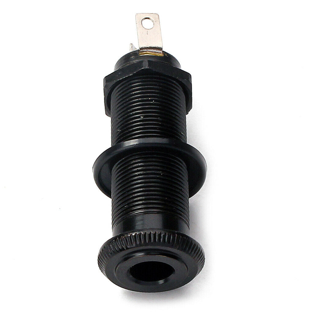 Cylinder Flush-mounted Stereo Output Socket for Bass Guitar Black Metal Parts A.