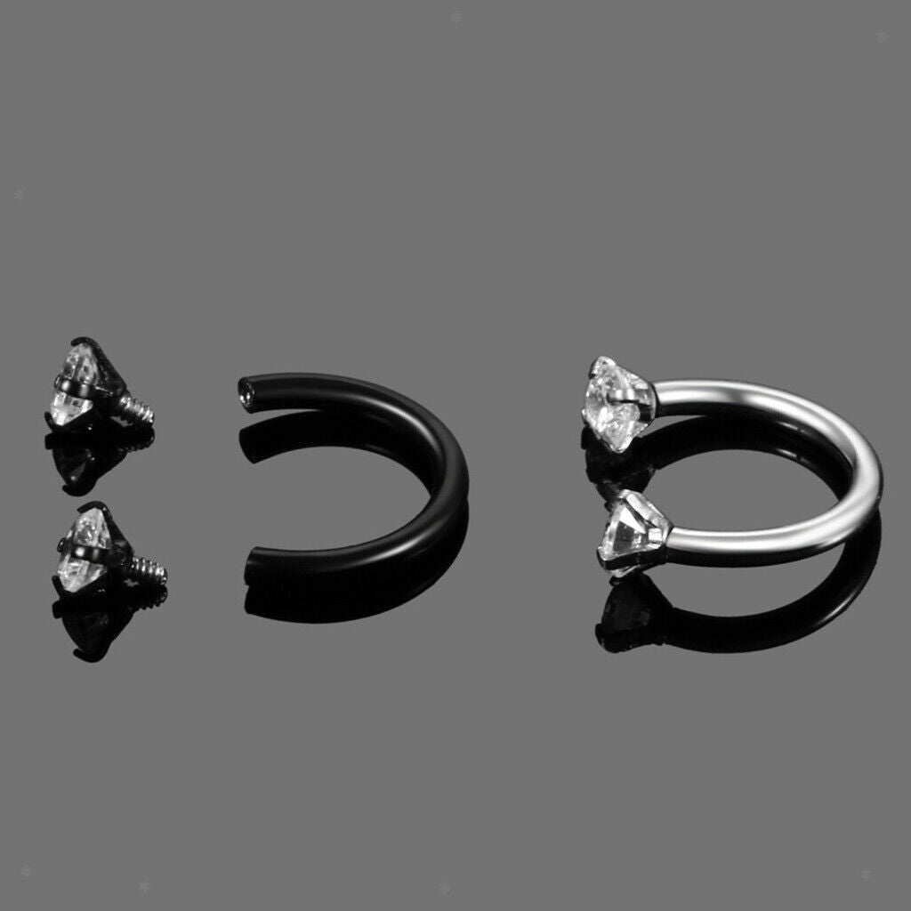 5pcs Zircon Nose Hoop Ring Barbell Tragus Helix Nose Piercing  16g