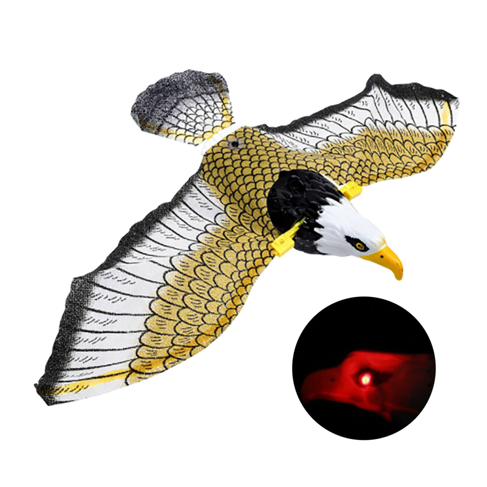 Protective Luminous Eyes Hanging Hawk Bird Scare Kite w/ Music Decoy