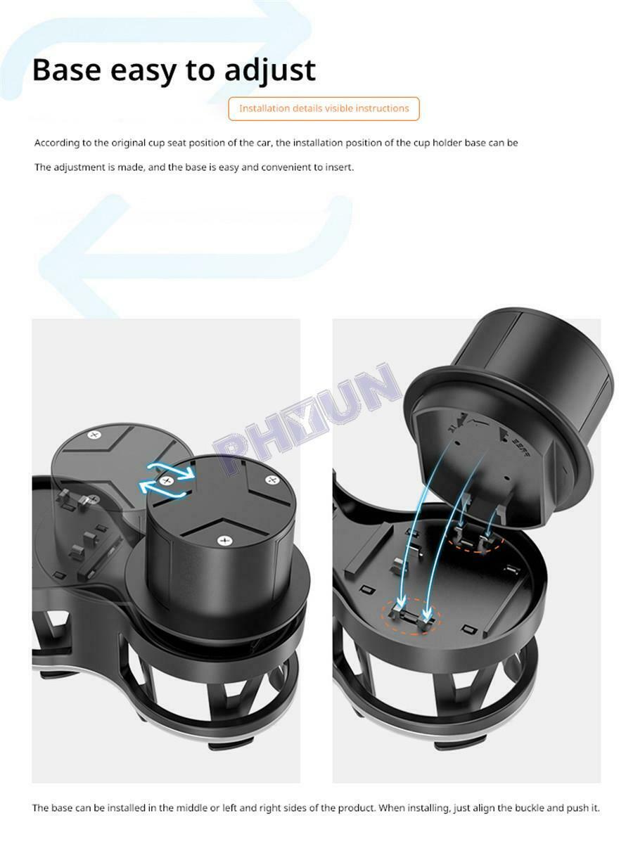 Multi-functional Car Mounted Drink Holder Black Double Holder Frame Universal