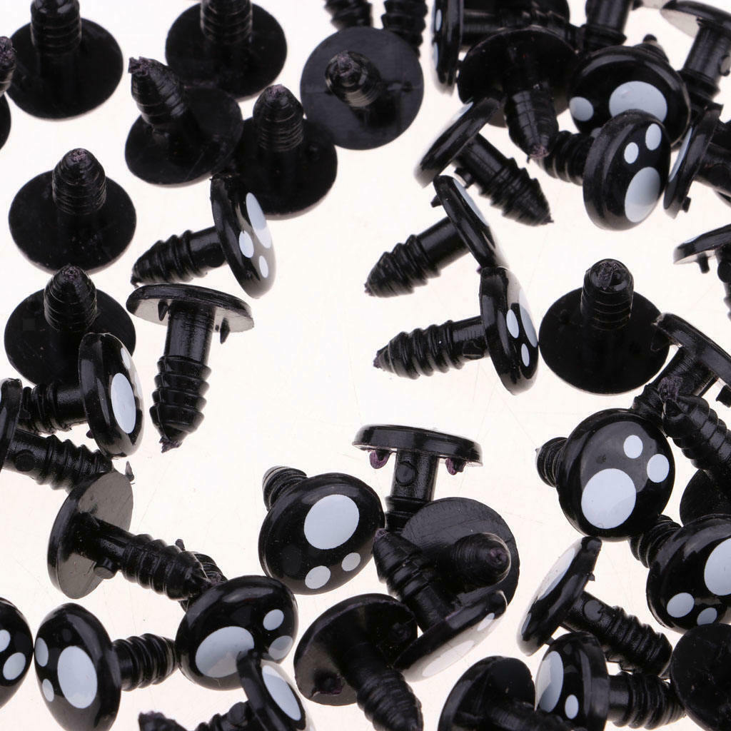 100pcs Plastic Safety Eyes Round Eyeballs For Bear Soft Stuffed Animals 12mm