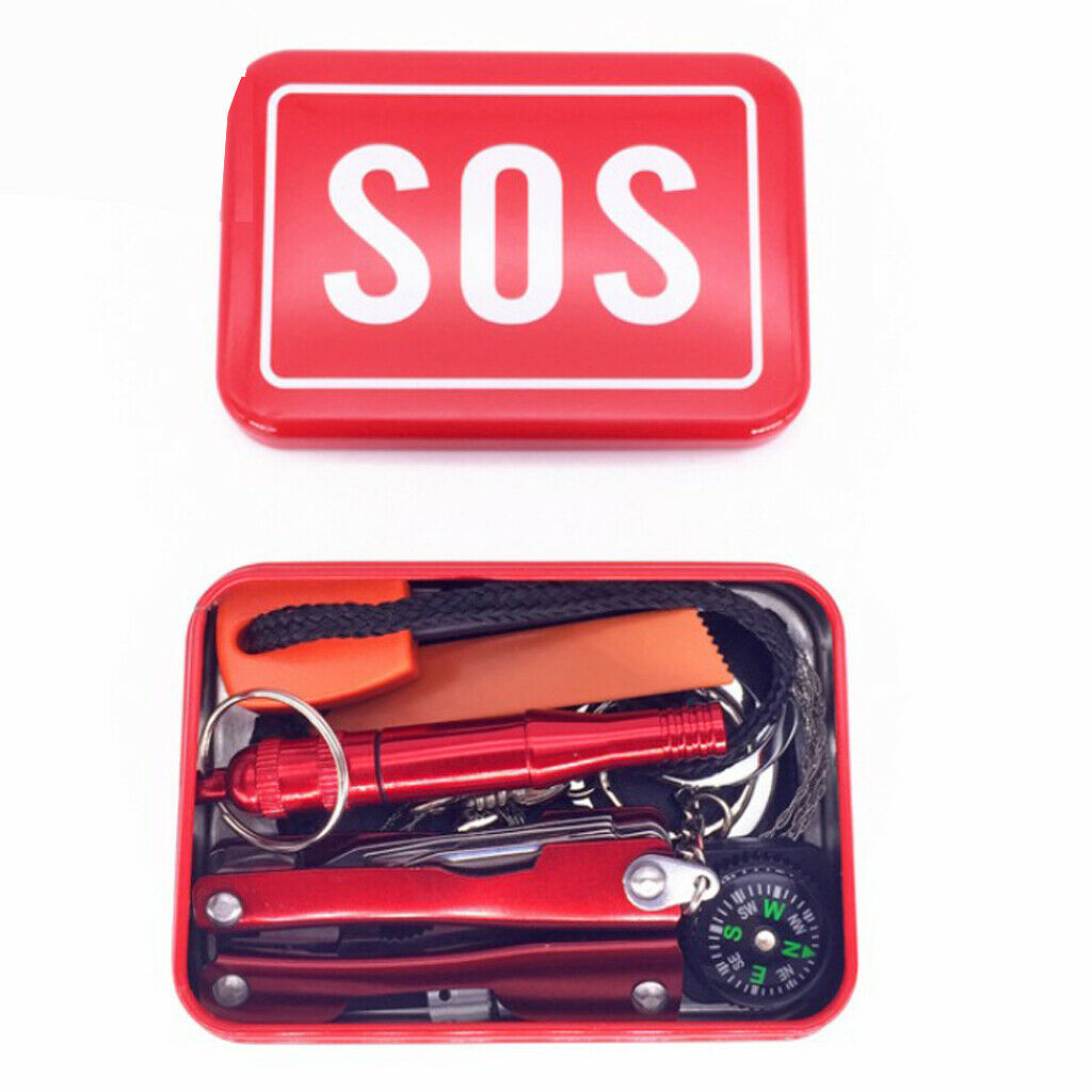 Iron Tool Box Outdoor Storage Container Carry Case Emergency with SOS Letter