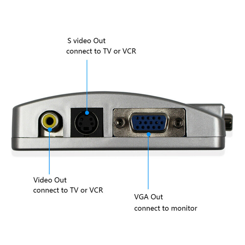For Computer Laptop PC VGA to TV AV RC Composite Video Adapter Converter Box