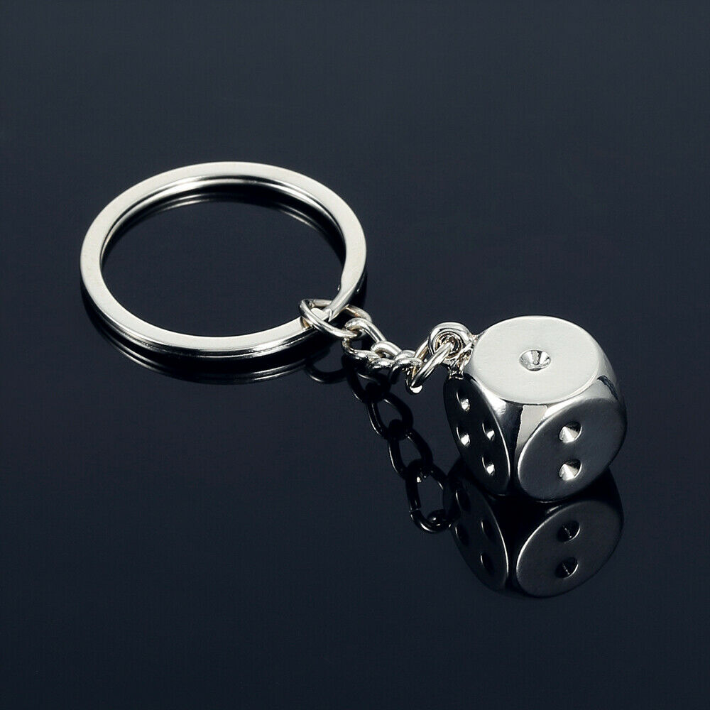 Creative Dice Keychain Key Chain Ring Metal Pendant Keyring Car Key Holder 1pc