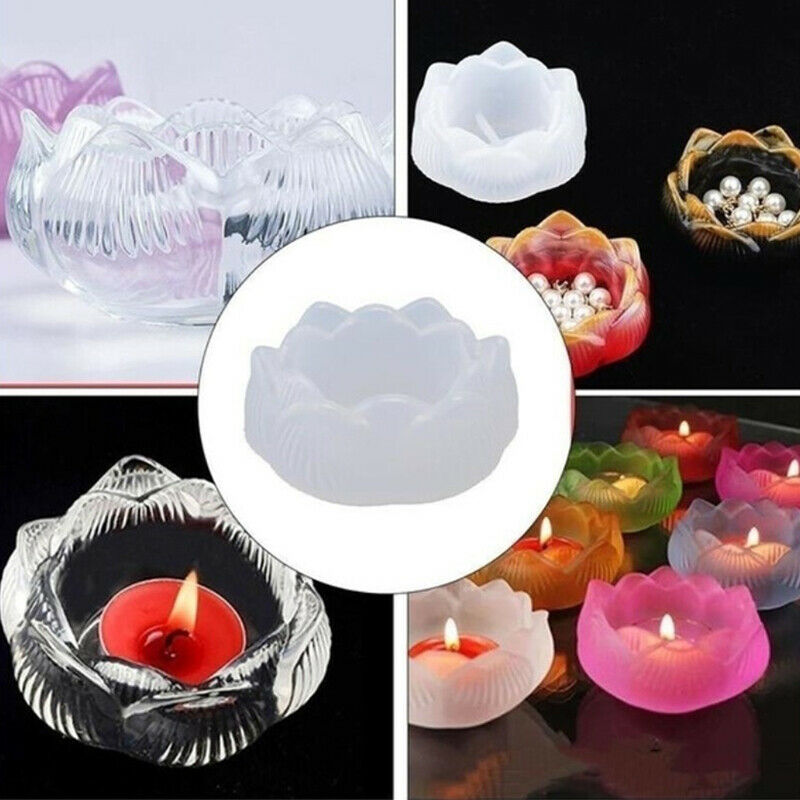 Transparent DIY Ashtray Mold Lotus Candle Holder Storage Box Mould Crafts.l8