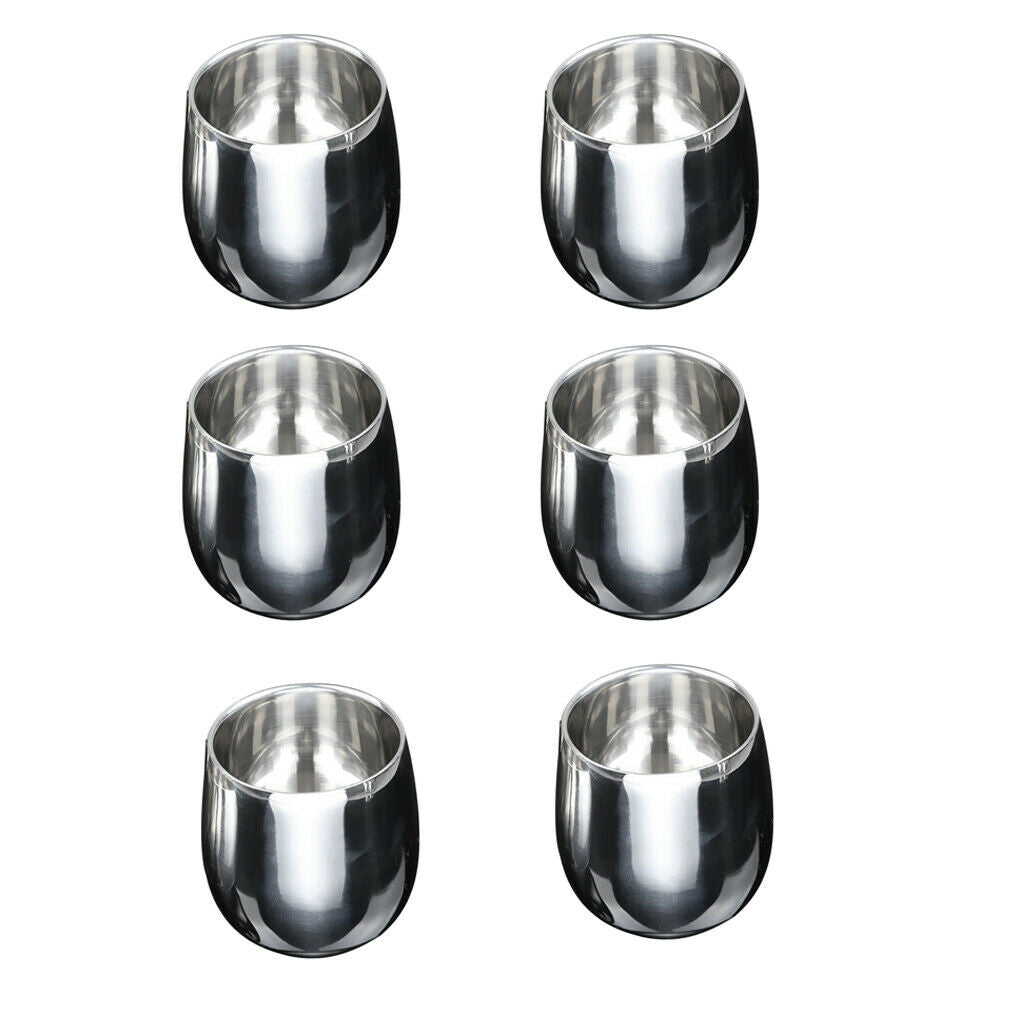6pcs Glass Mug Milk Beer Mug Coffee Champagne Stainless Steel Double Wall Brass