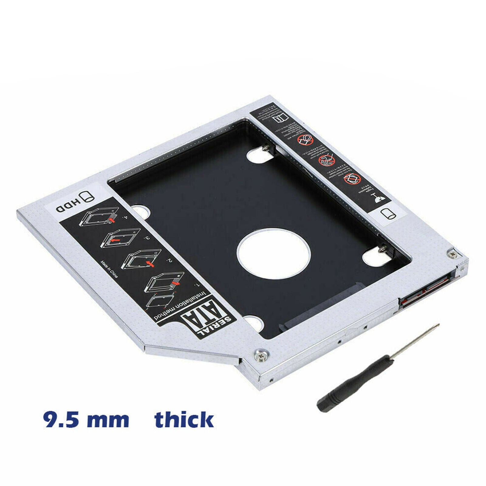 SATA 2nd HDD SSD Hard Drive Caddy 9.5 mm Universal For DVD-ROM ODD Optical Bay